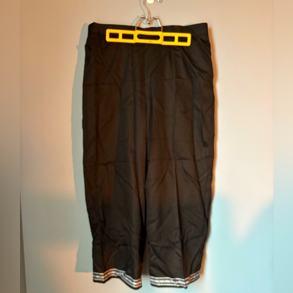 Black Wide-Leg Pants with white Trim